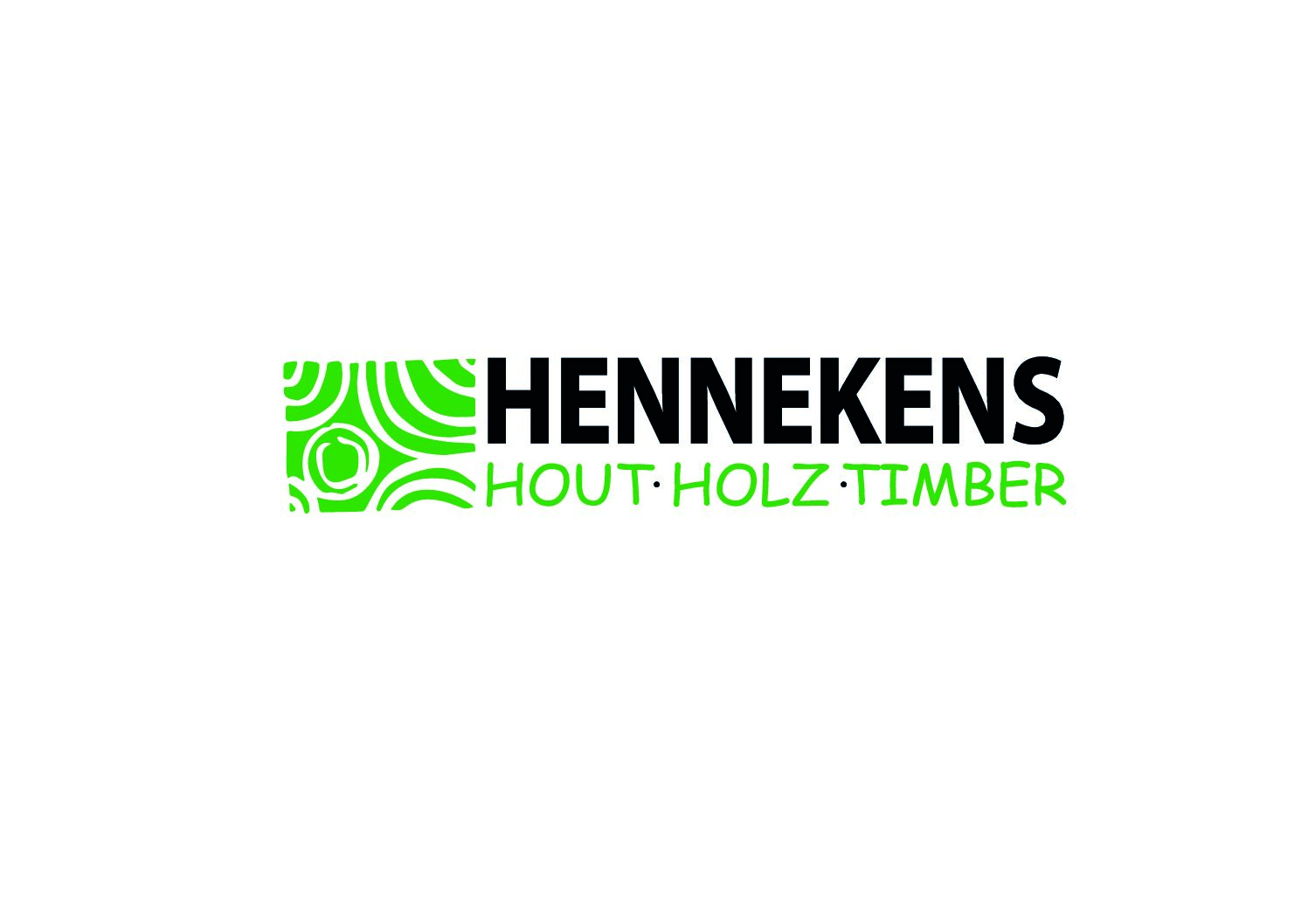 Hennekens Hout-Holz-Timber logo liggend kleur